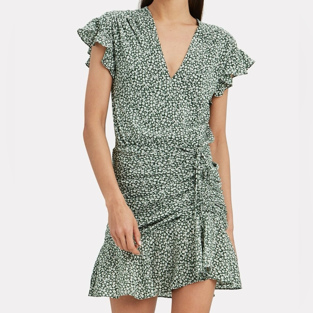 Veronica Beard Marla Tie Ruched Silk Minidress Sz 00